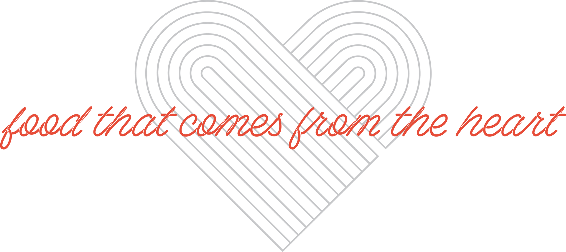 A heart with the words `` food that comes from the heart '' written on it.
