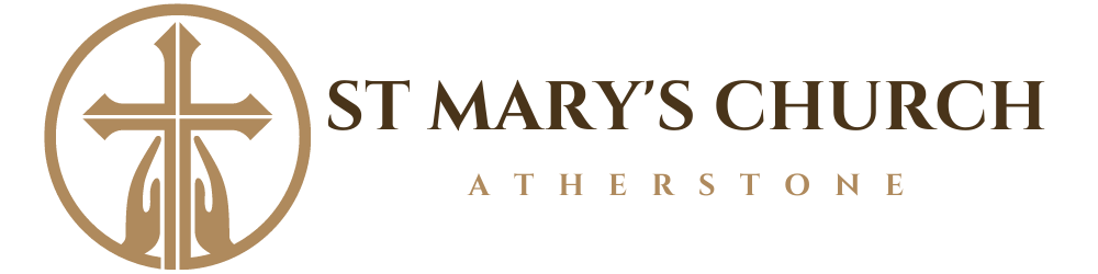 The logo for st mary 's church atherstone is a cross in a circle.