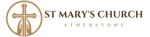 The logo for st mary 's church atherstone is a cross in a circle.