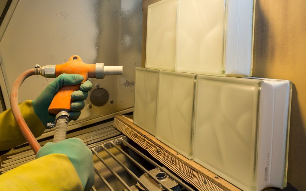 Sandblasting a Piece of Metal — Mayric Engineering in Forster, NSW