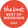 A red circle with the words `` the knot best of weddings '' written on it.