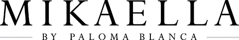A black and white logo for mikaella by paloma blanca