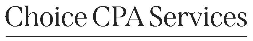 Choice CPA Services logo in black serif text with a thin horizontal line underneath