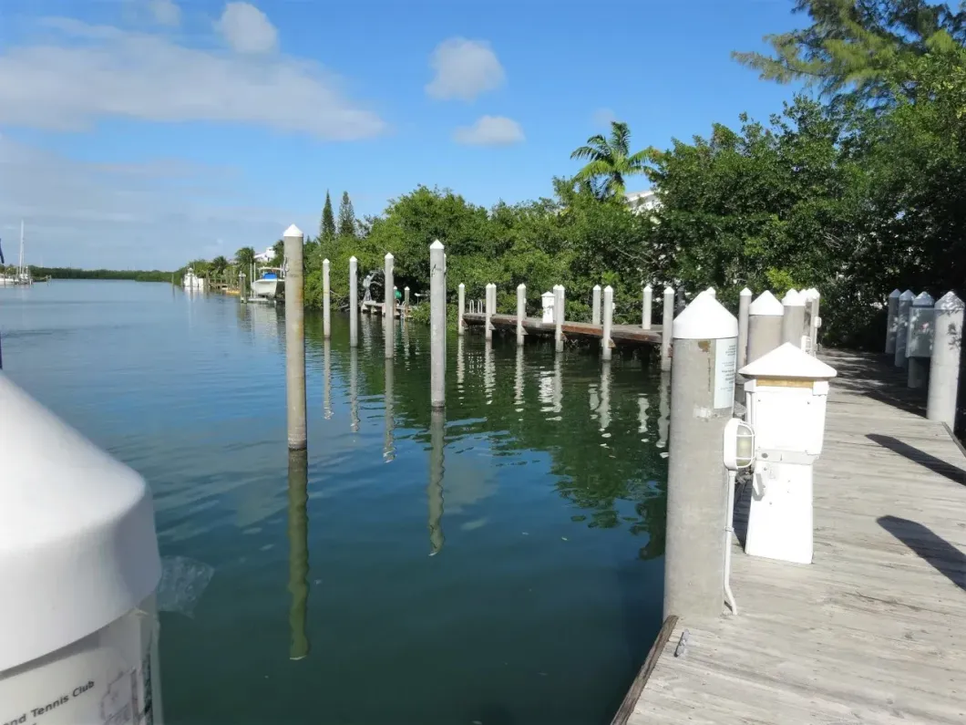 view of  boat docks at Coco Plum Beach and Tennis Club and Marina in the Florida Keys
