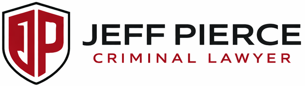 Logo for Jeff Pierce, Criminal Lawyer. Features shield with red 