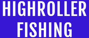 White text "HIGHROLLER FISHING" on a blue background.