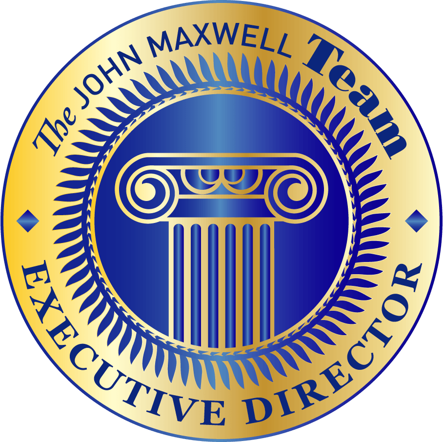 Gold and blue circular seal: