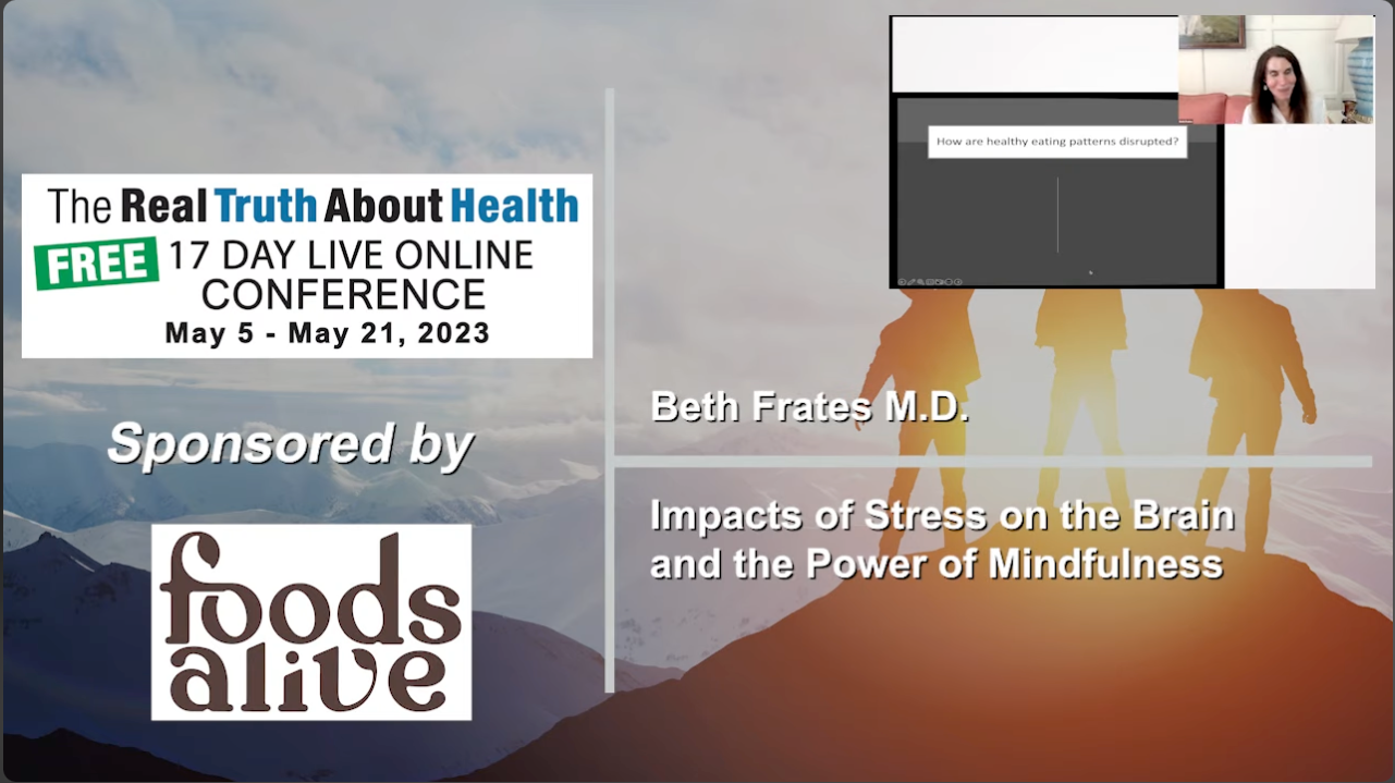 A health conference banner. Text:
