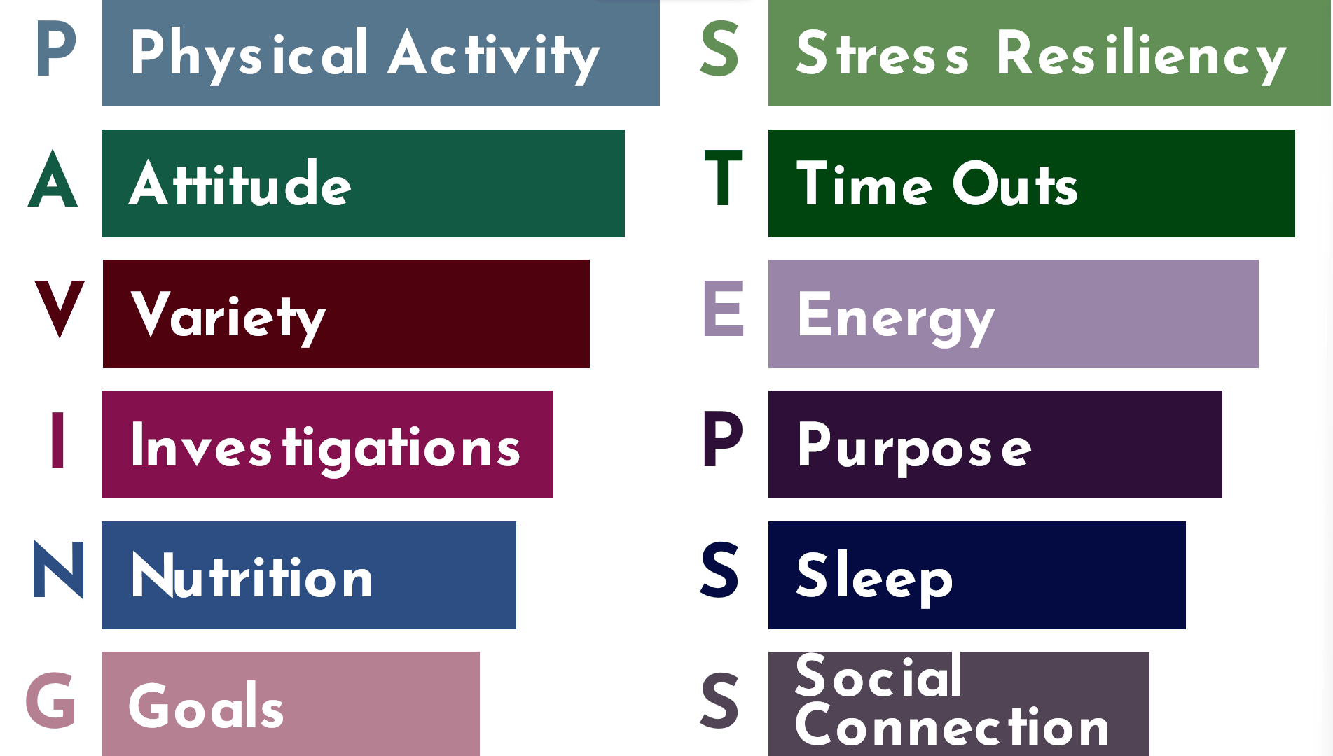 PAVING STEPS graphic with elements for physical, mental, and social wellness.