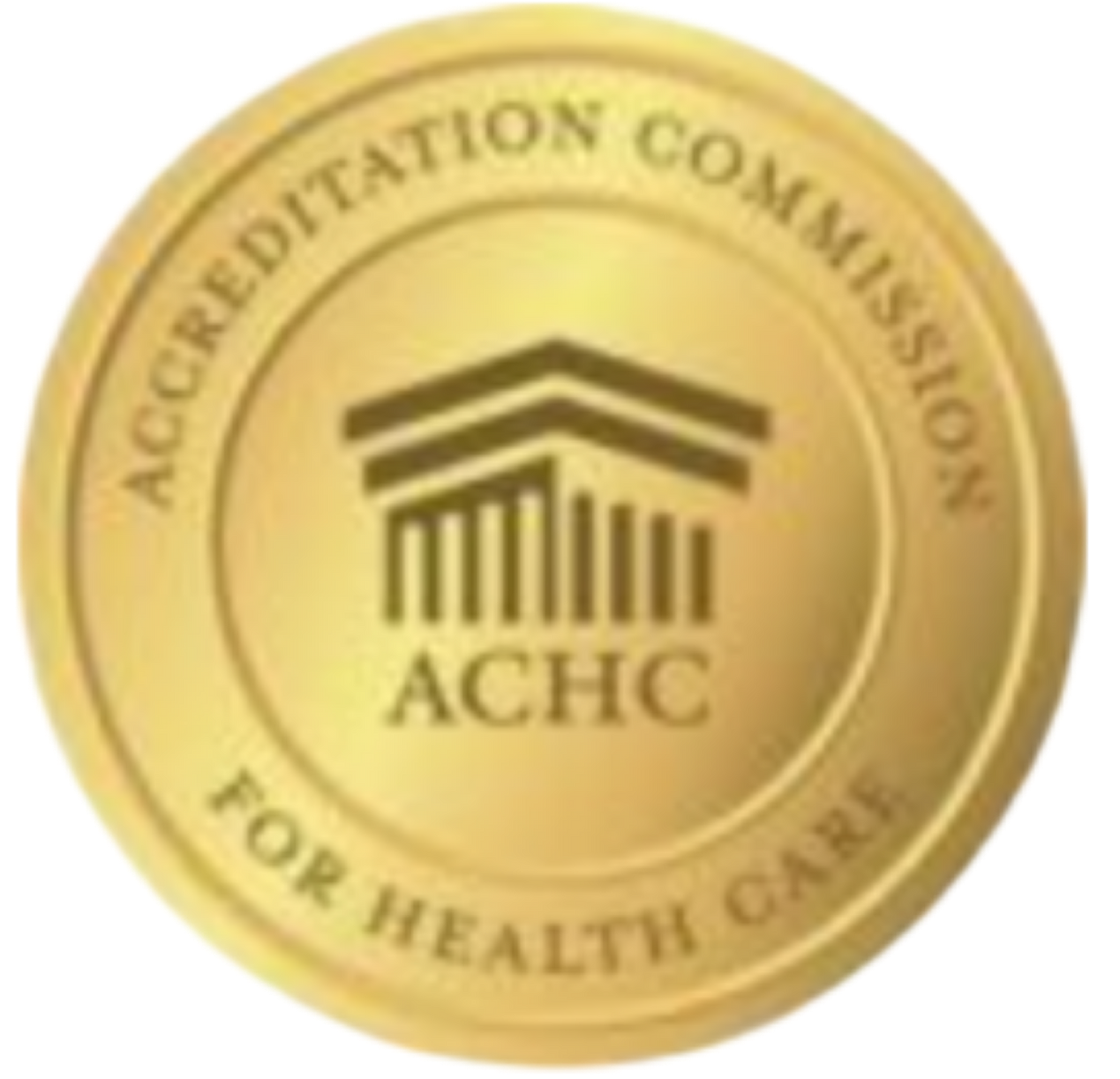 Gold ACHC Accreditation Commission for Health Care seal logo with building icon