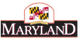 Maryland state logo with flag icon above white text on a black bar