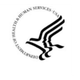 U.S. Department of Health and Human Services logo, black emblem and circular text on white background