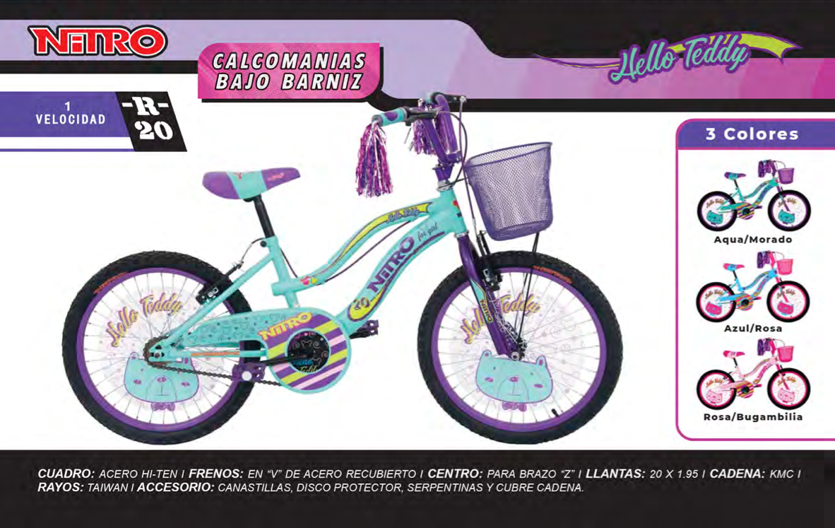 Bicicleta R.20 Nitro Hello Teddy