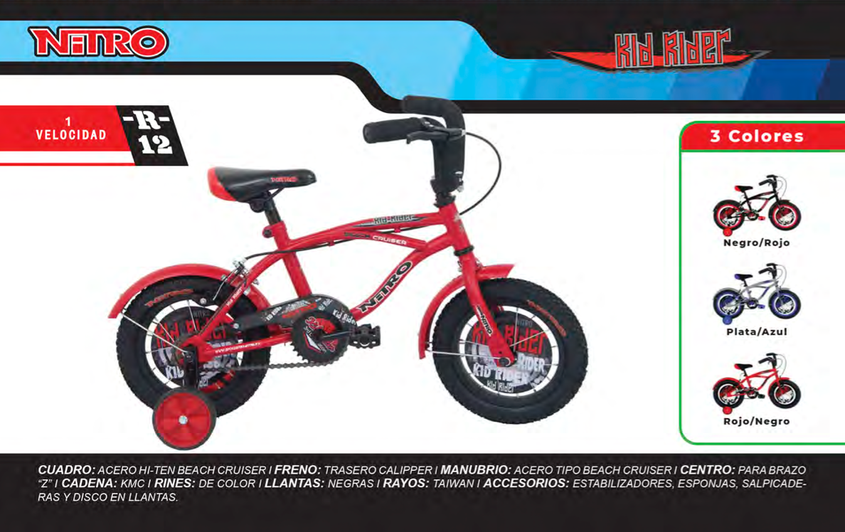 Bicicleta R.12 Nitro Cruiser Kidrider