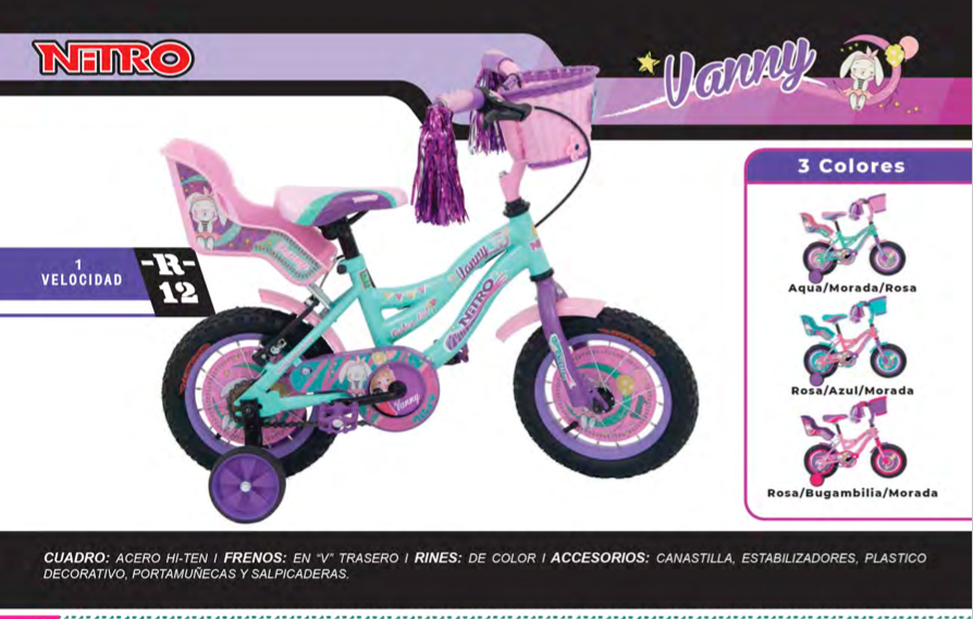 Bicicleta infantil de niña Rod.12 Nitro Vanny