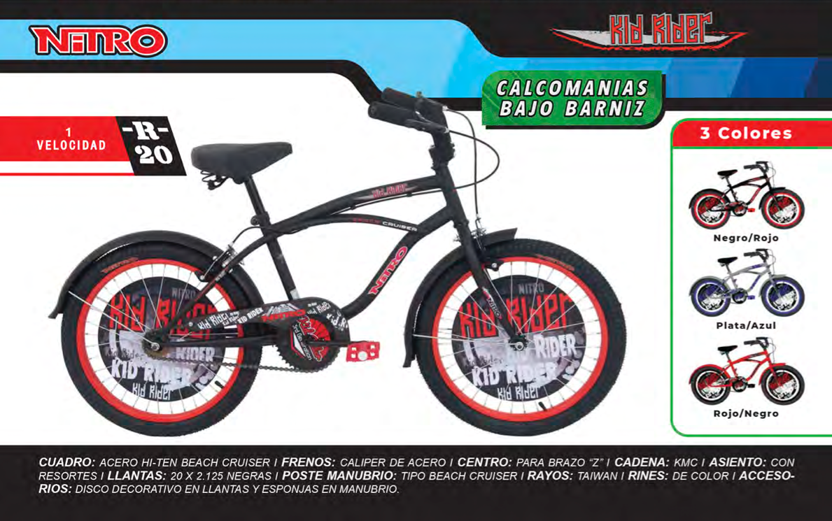 Bicicleta Rod.20 Nitro Super Boy, Kid Rider