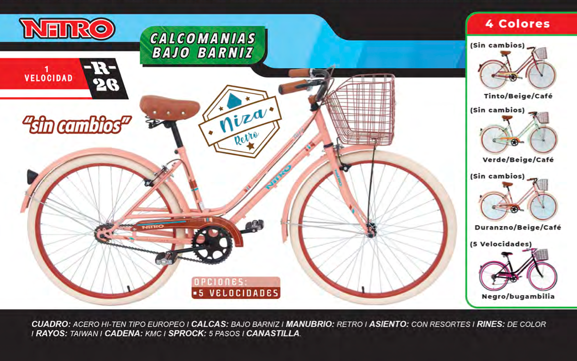 Bicicleta para Dama Rod.26 Nitro Niza