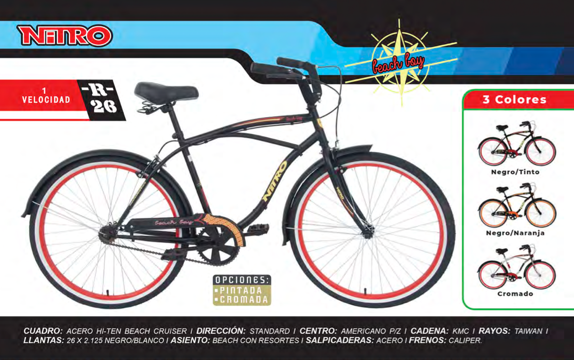 Bicicleta Urbana Rod.26 Nitro Beach Cruiser Boy
