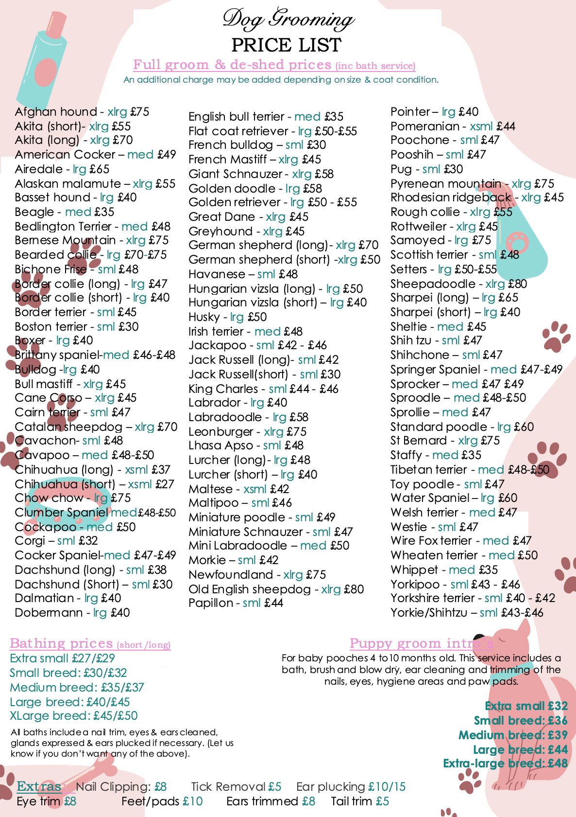 Price list