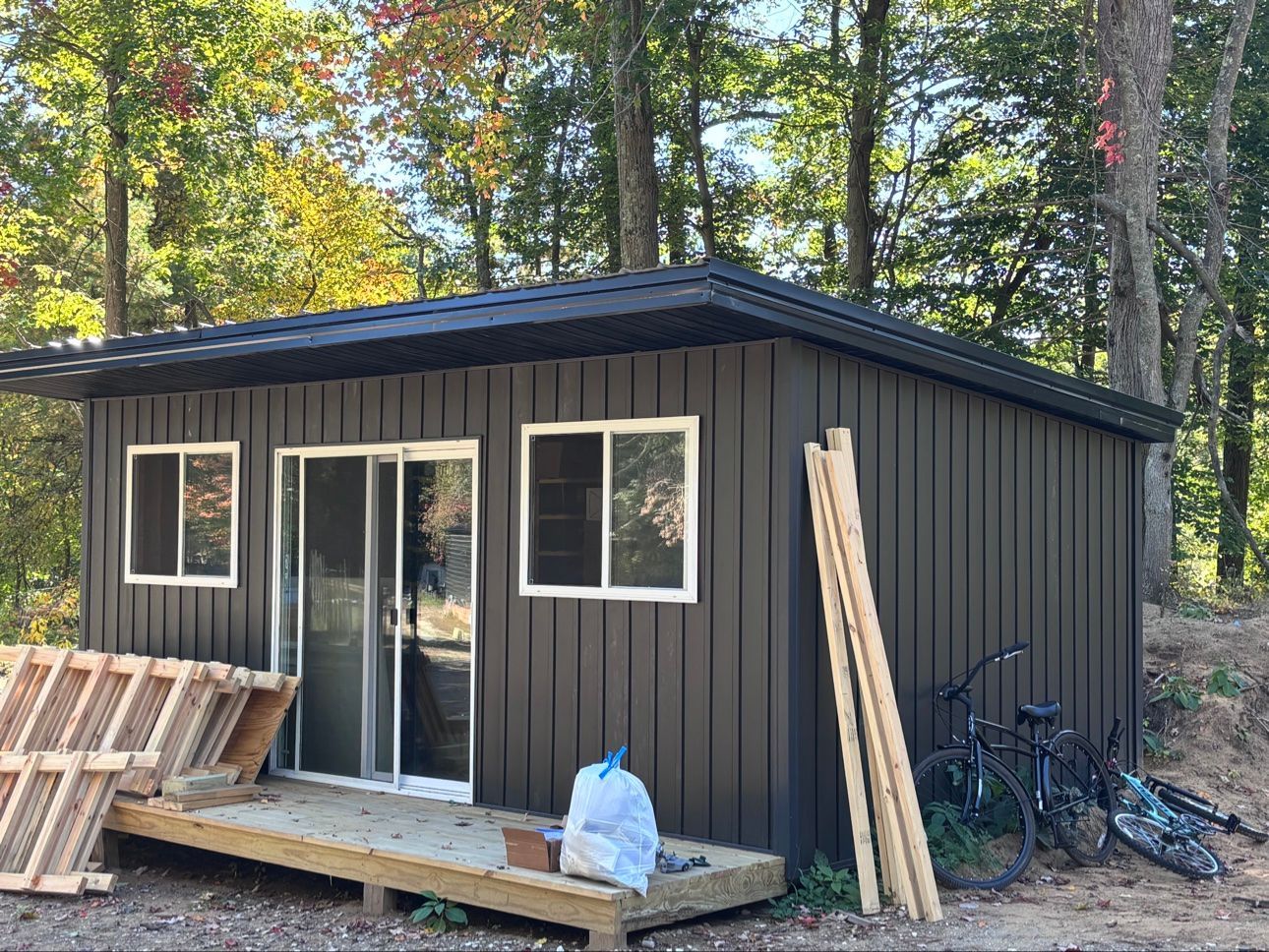Dark cabin under construction