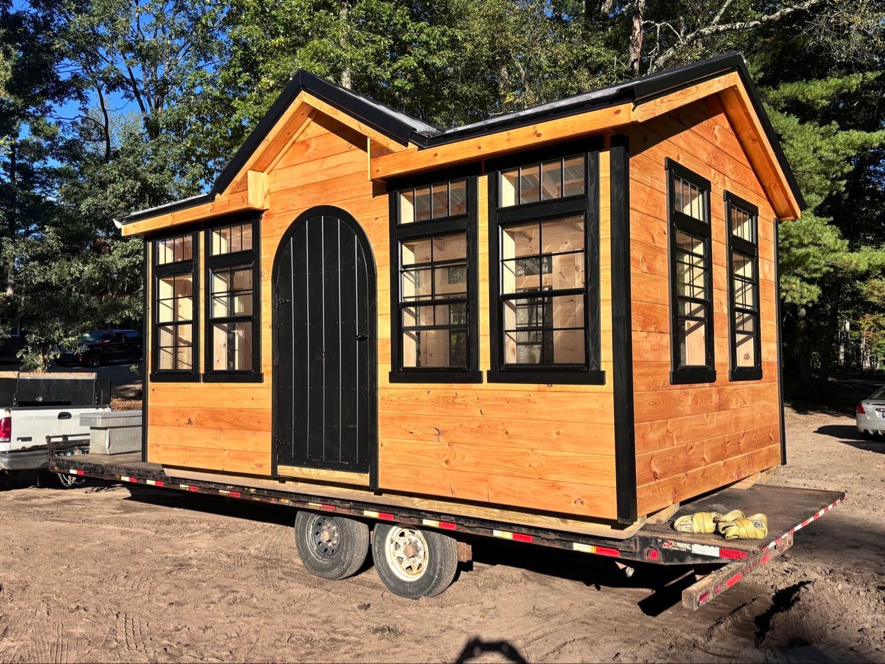 Wooden greenhouse delivered on trailer