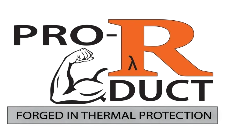 Pro-R Duct logo with black and orange text and a gray tagline, “Forged in Thermal Protection”