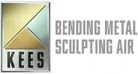 KEES logo with stylized gold geometric mark and the text “BENDING METAL SCULPTING AIR”