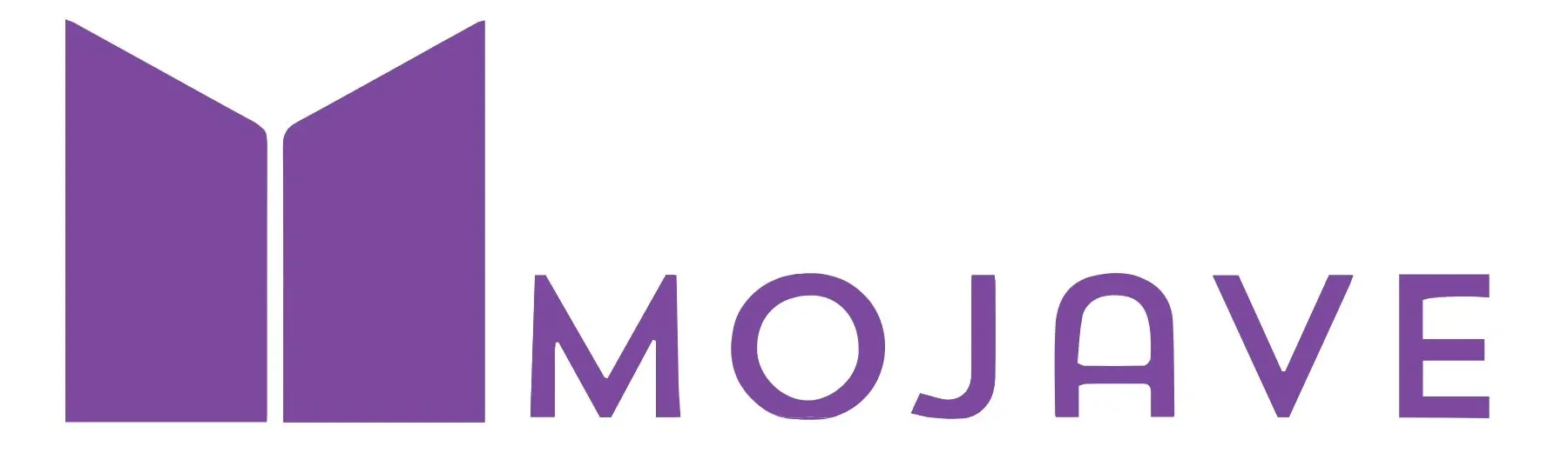 Purple Mojave logo with stylized open-book icon and the word “MOJAVE”