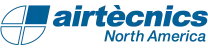 Airtècnics North America logo in blue and white with stylized globe icon