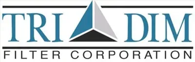 Tri-Dim Filter Corporation logo in blue and gray with a stylized triangular icon