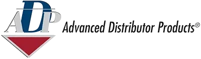 Advanced Distributor Products logo with blue and red ADP lettering and a red triangular icon