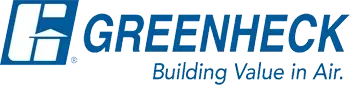 Greenheck logo with blue icon and text, plus tagline “Building Value in Air.”