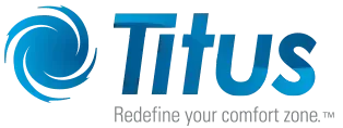 Blue swirl logo with the word “Titus” and the tagline “Redefine your comfort zone.”