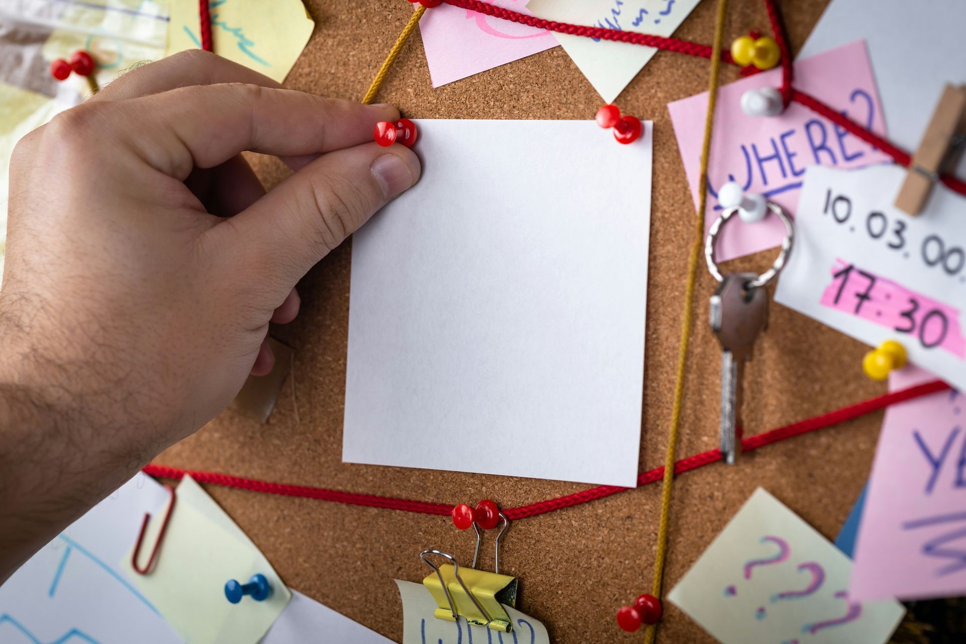 investigative notes on a sticky note