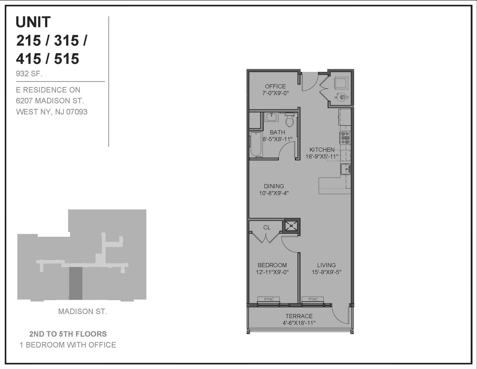 Floor Plan for the units ending in 15