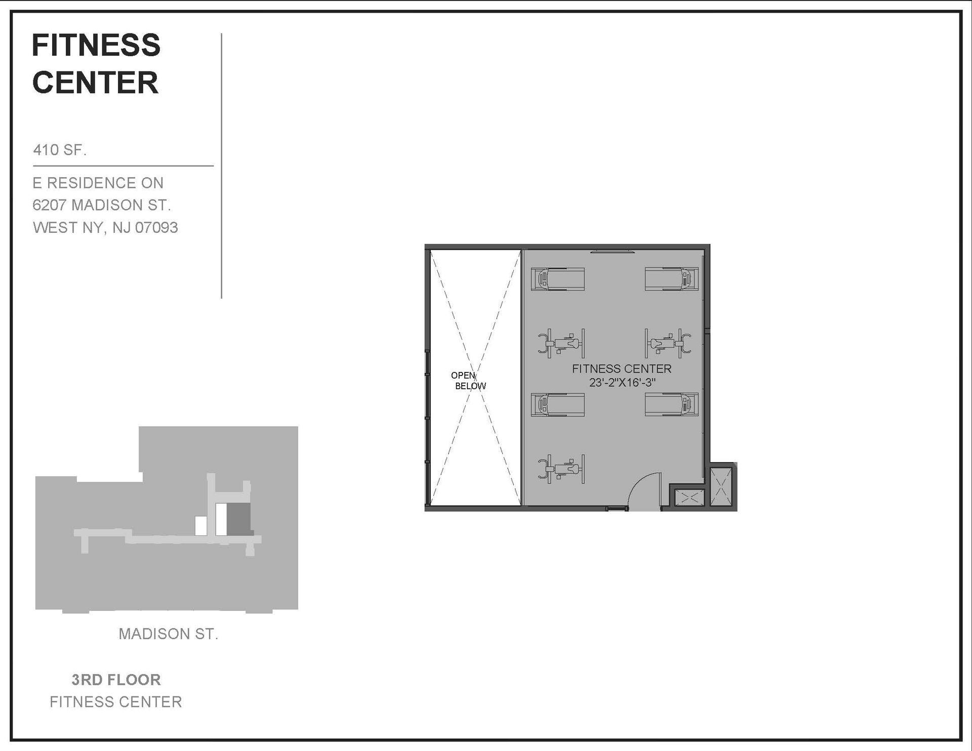 Floor Plan for the Fitness Center's second floor