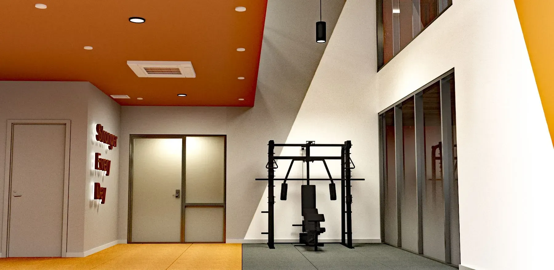 Digital rendering of a fitness center