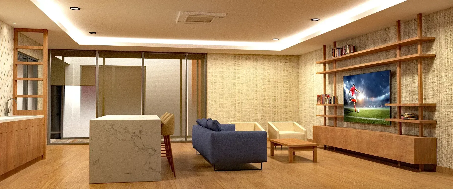 Digital rendering of a resident lounge