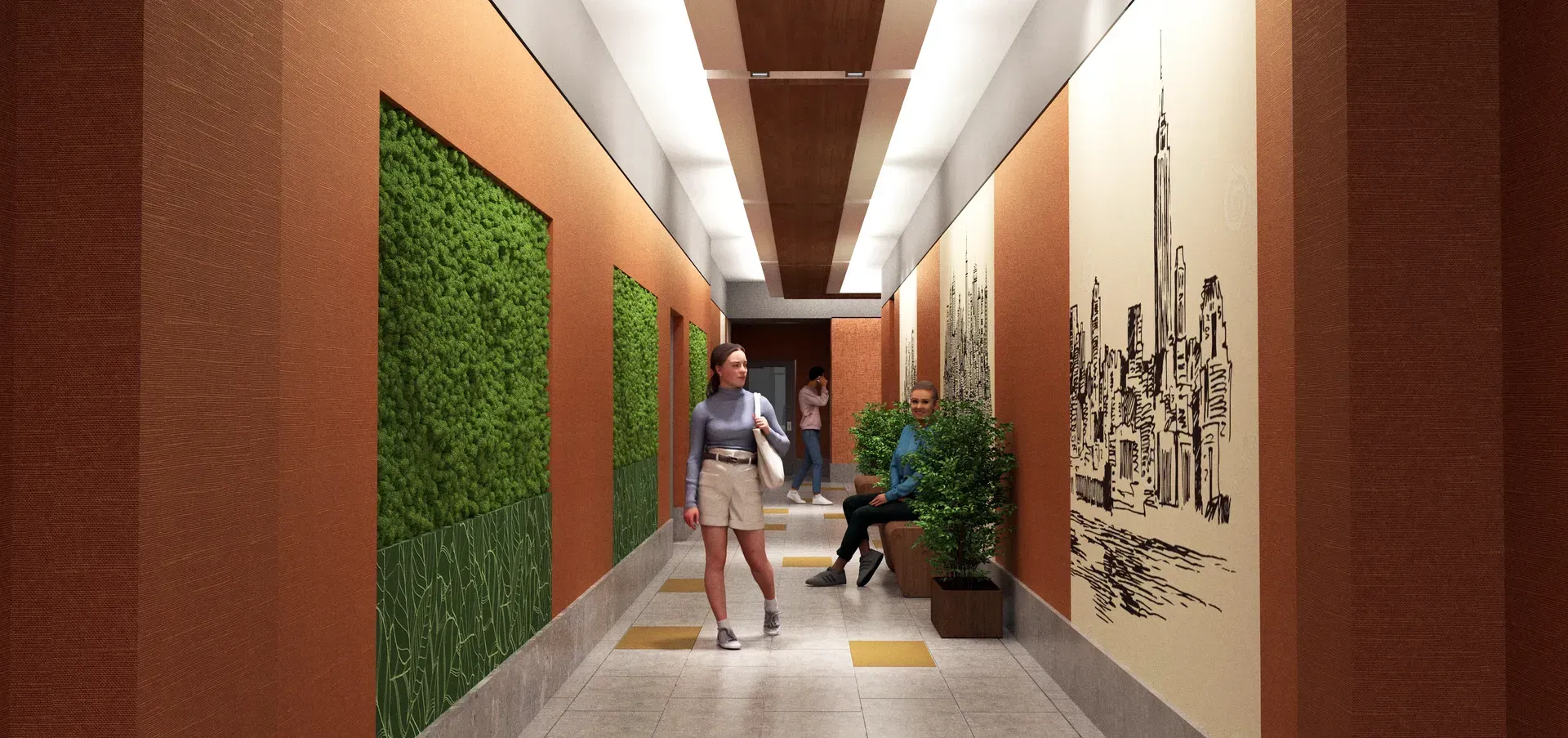 Digital rendering of the hallway