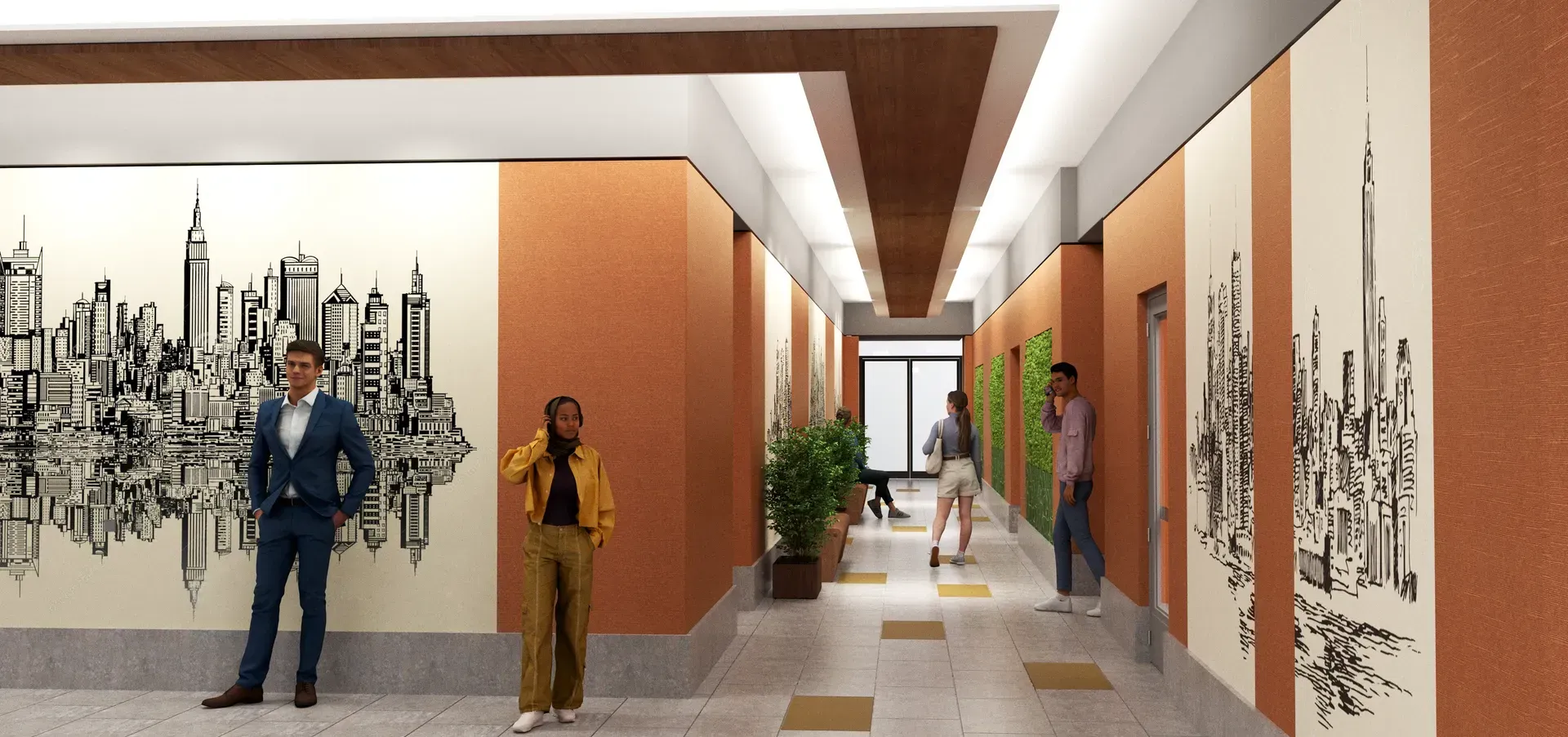 Digital rendering of the entrance to the lobby