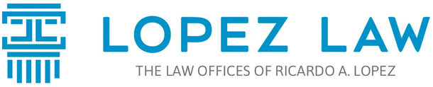 LOPEZ LAW logo in blue with column icon and tagline “The Law Offices of Ricardo A. Lopez”