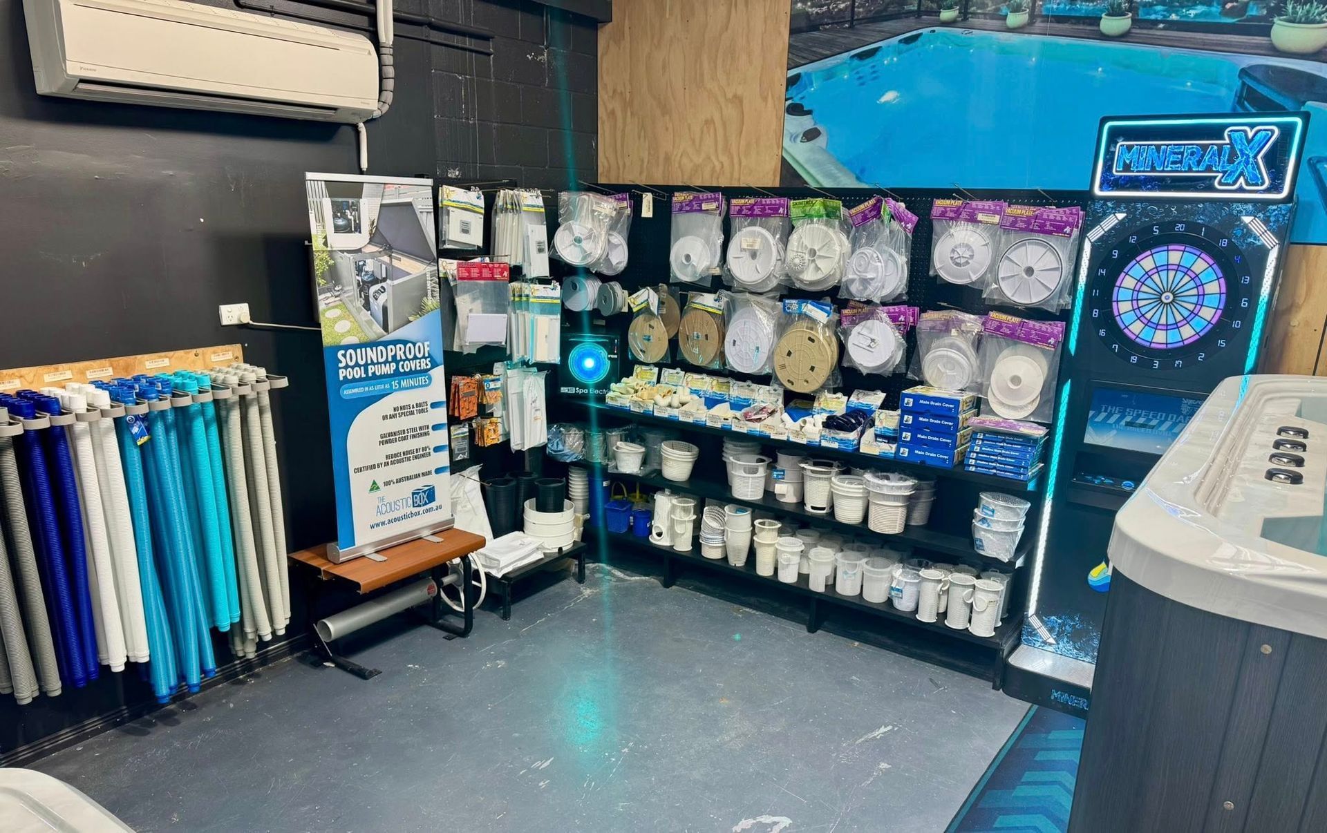 A Retail Display of Pool and Spa Parts and Accessories — Cascade Pool & Spa Centre in Kempsey, NSW