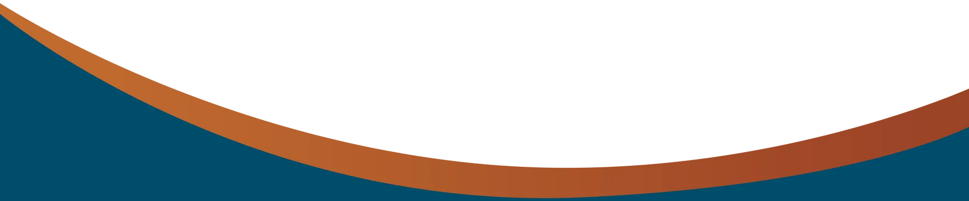 Blue and white curved design with an orange accent.