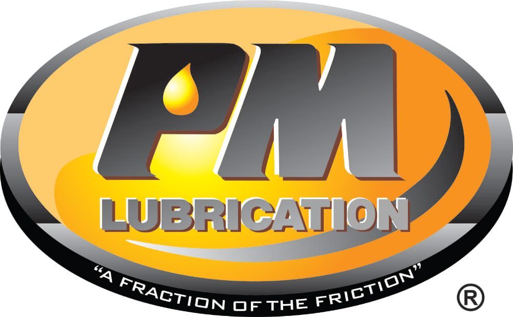 A logo for pm lubrication a fraction of the friction