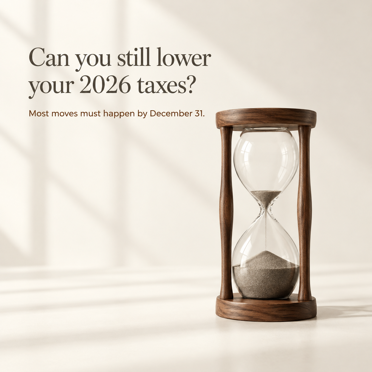 Calendar showing the weeks remaining for 2026 year-end tax planning