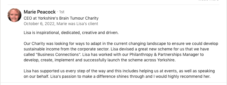CSR Yorkshire's Brain Tumur review of our marketing work