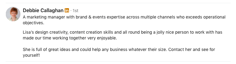 What your LinkedIn recommendation will look like