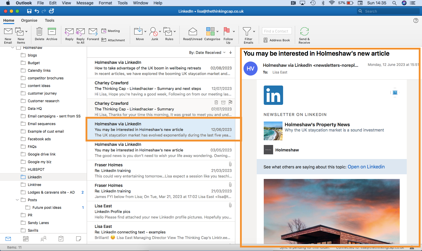 LinkedIn newsletter email alert