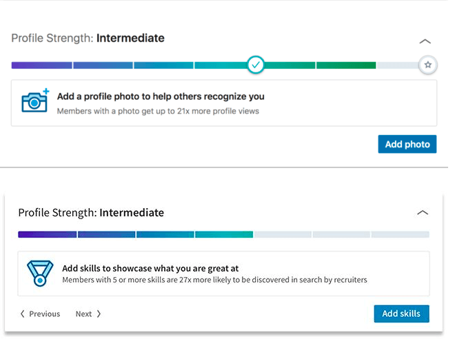 LinkedIn Profile strength meter