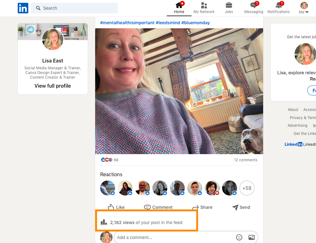 Personal post LinkedIn metrics